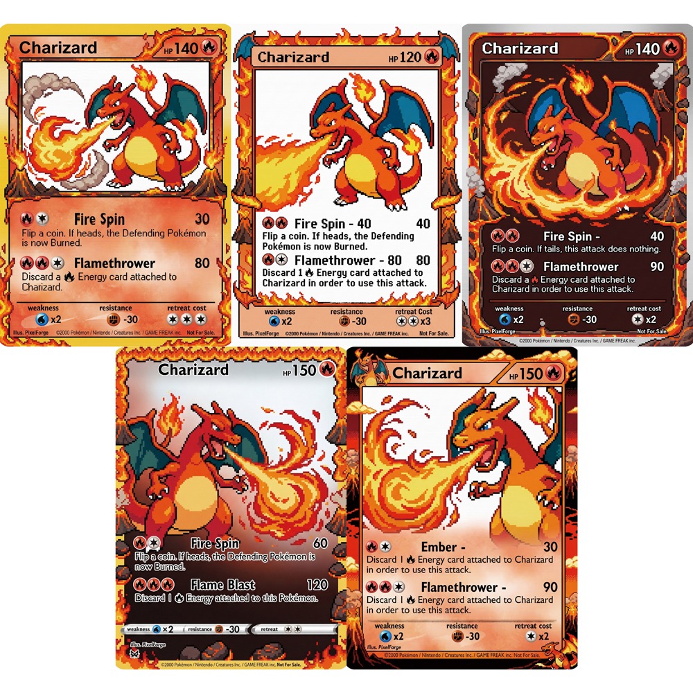Vintage Collectible Toys - 5Pcs Pokemon Cards Charizard Game Boy
