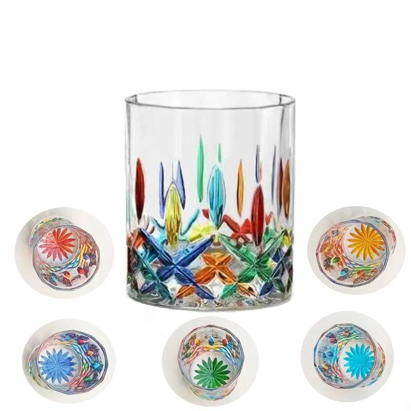Vintage Collectible Glass - Designer Cup Colorful Jewelry Whiskey Glass