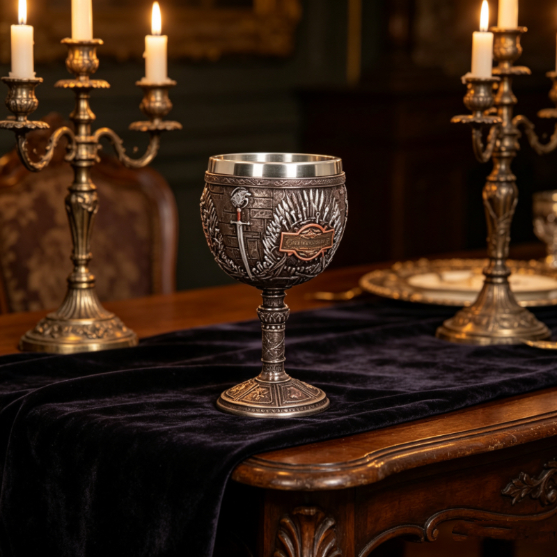 Collectible Vintage Wine - Westeros Map Goblet, 3D Carved Stainless