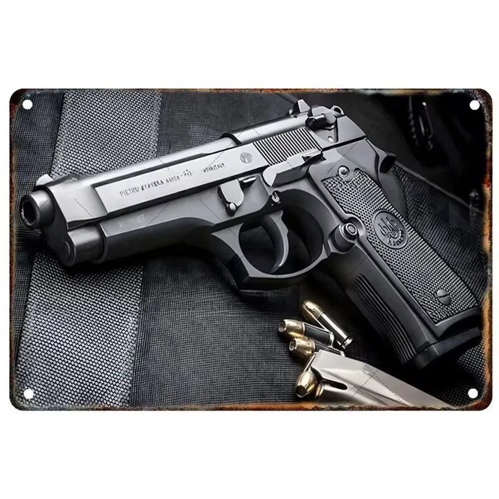 Vintage And Collectible - Vintage Retro Airsoft Pistol Metal Sign