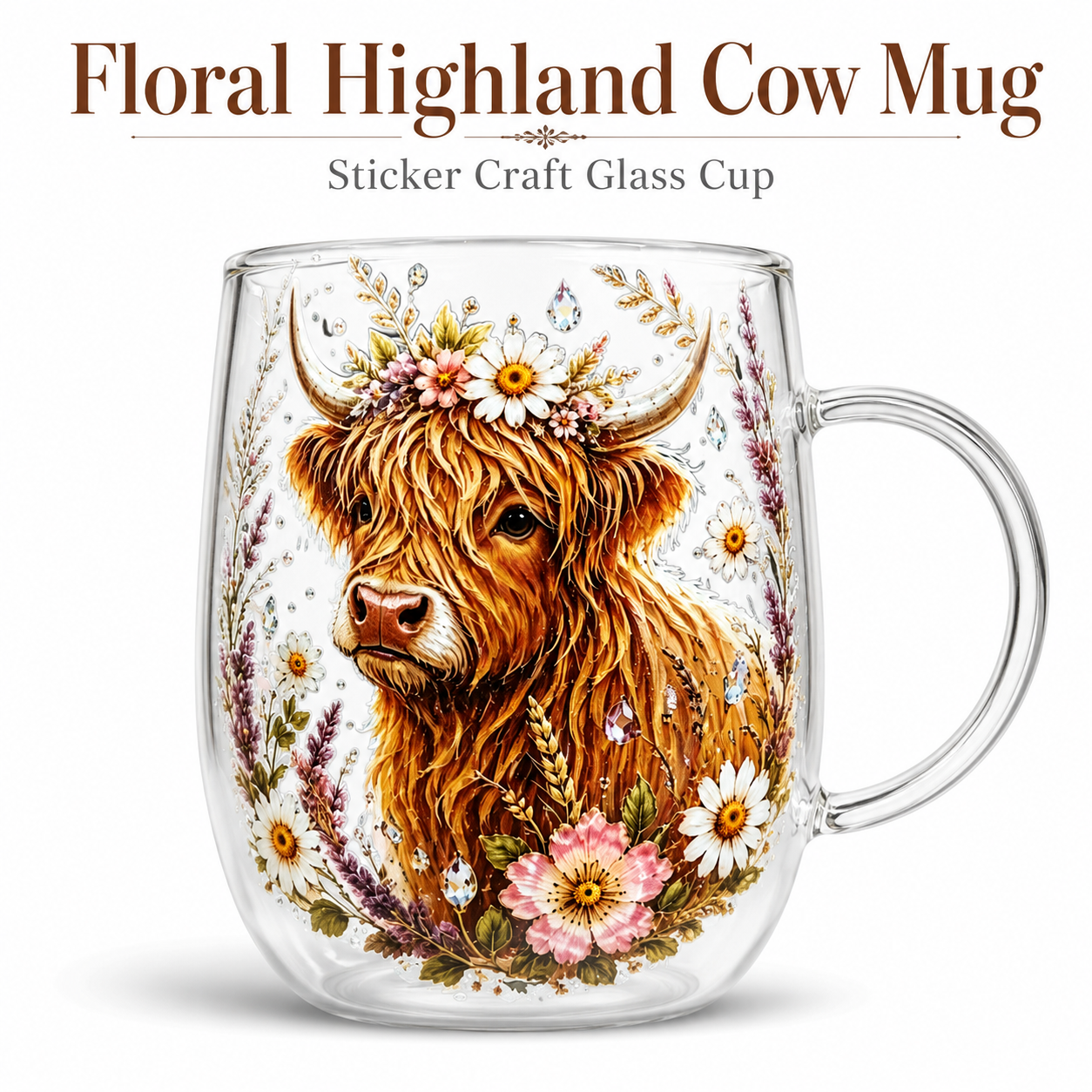 Vintage Highland Cattle Flower - Vintage Collectible Glass avis et prix