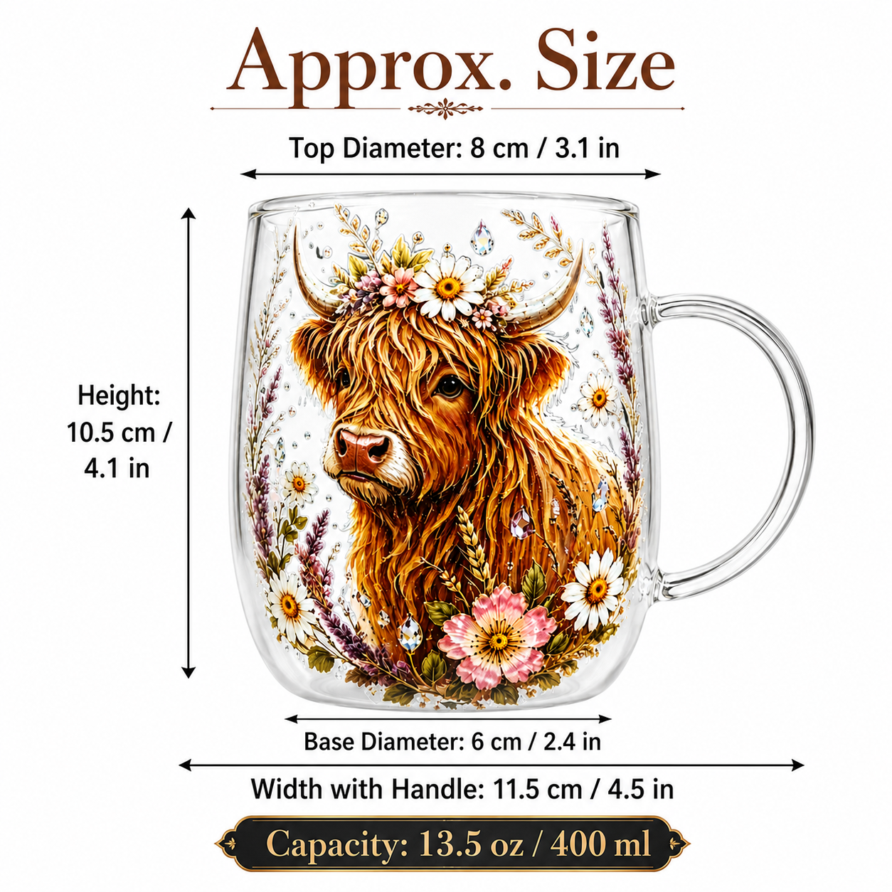 Vintage Highland Cattle Flower - Vintage Collectible Glass avis et prix