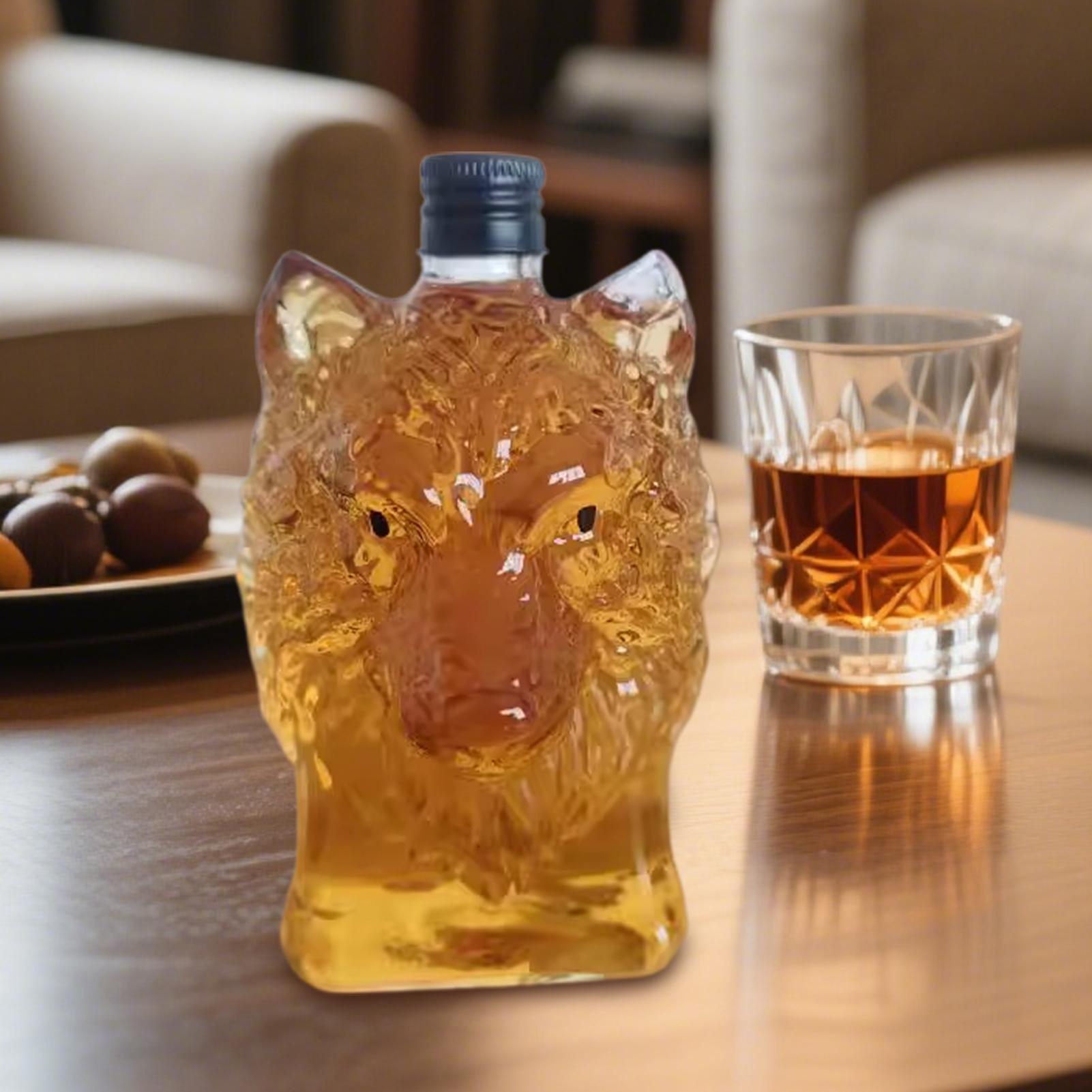 Whiskey Bottle Wolf Shape Wine - Vintage Collectible Glass avis et prix